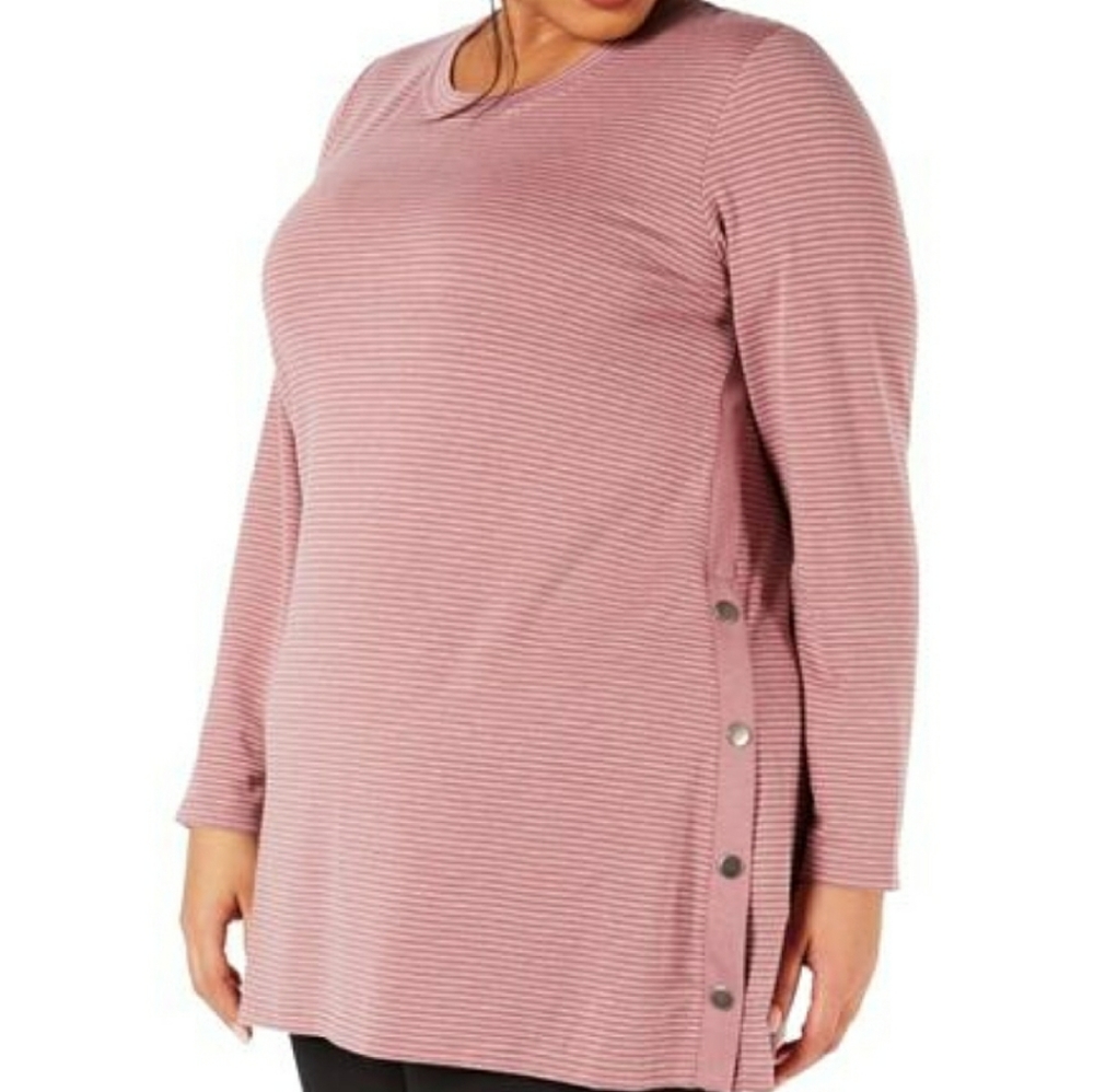 XXL Snap Side Striped Tunic